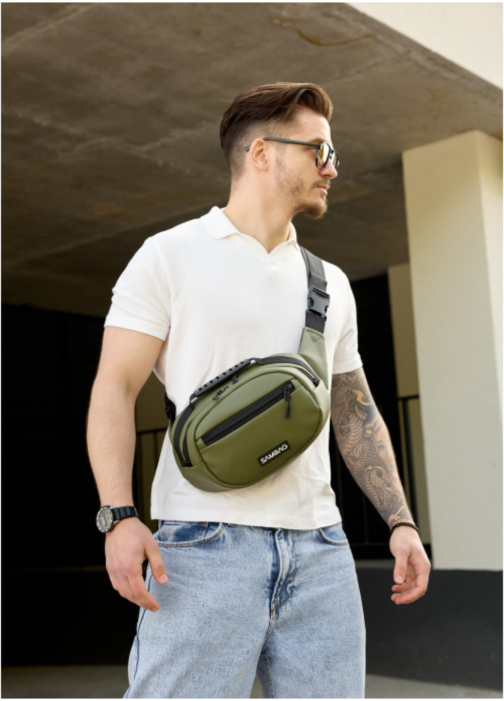 Сумка через плече бананка Sambag Flex хакі