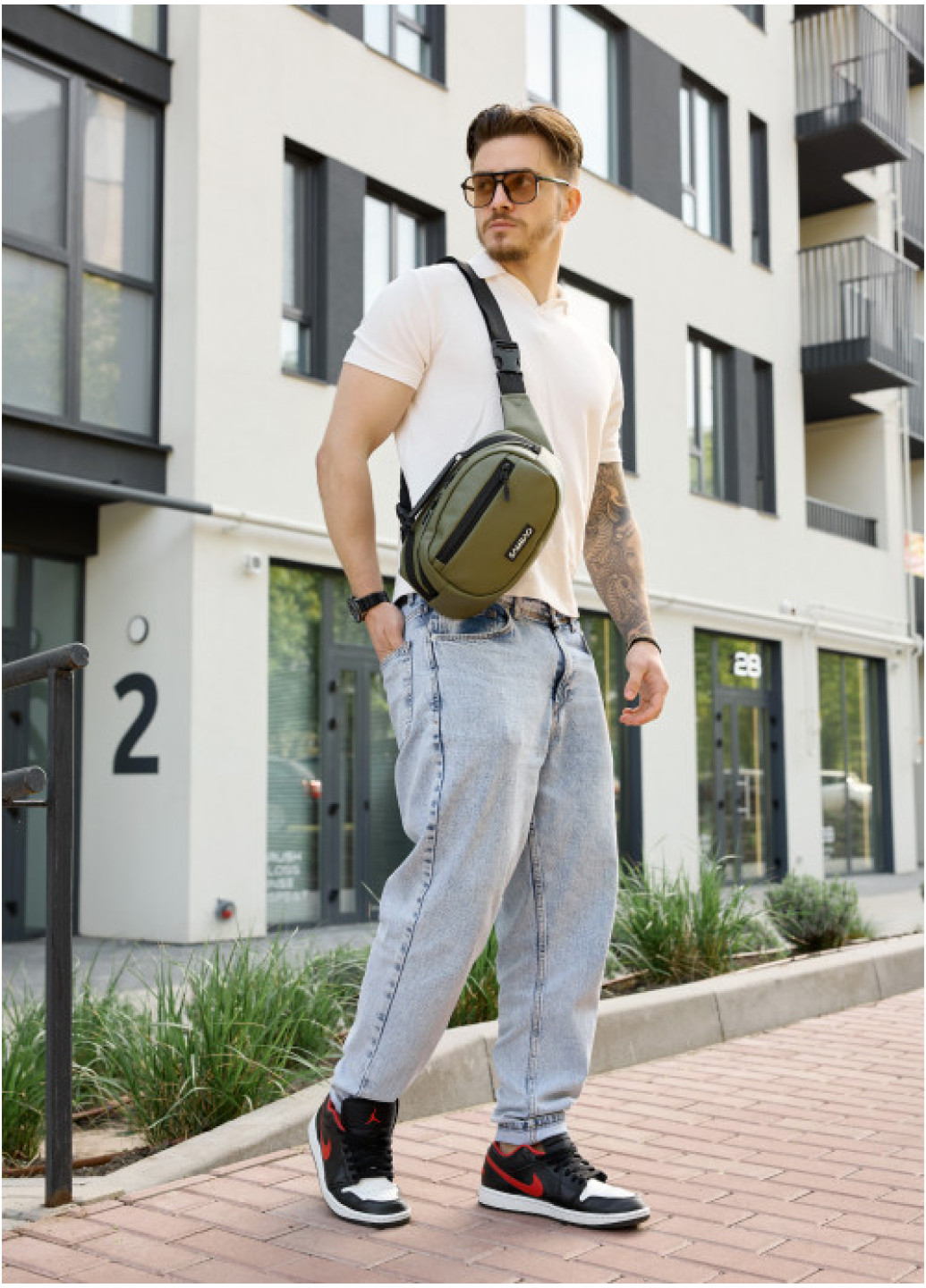 Сумка через плече бананка Sambag Flex хакі