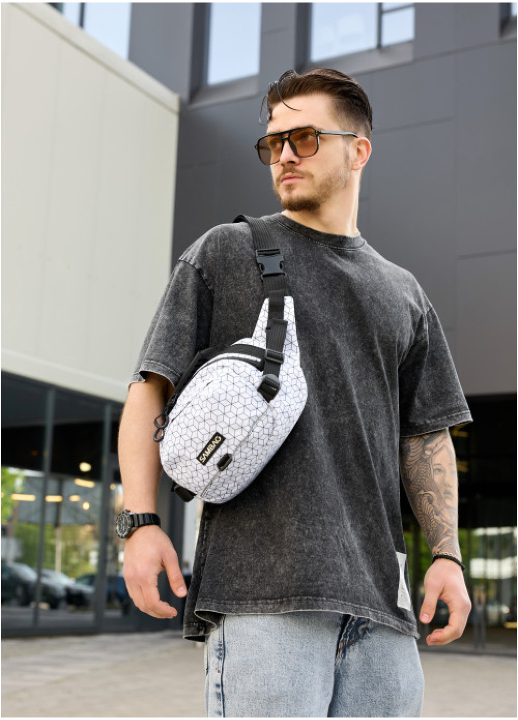 Сумка через плече бананка Sambag Flex Pro принт 