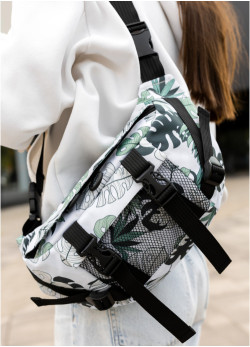 Велика жіноча поясна сумка бананка Sambag DynamicDart тканева принт 
