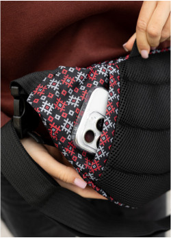 Велика жіноча поясна сумка бананка Sambag DynamicDart чорна тканева принт