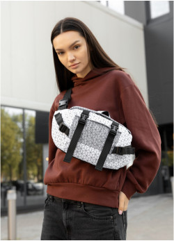 Велика жіноча поясна сумка бананка Sambag DynamicDart тканева принт 
