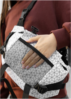Велика жіноча поясна сумка бананка Sambag DynamicDart тканева принт 