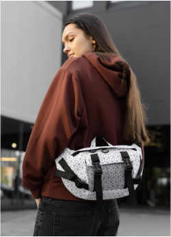 Велика жіноча поясна сумка бананка Sambag DynamicDart тканева принт 