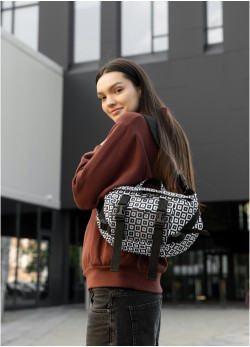 Велика жіноча поясна сумка бананка Sambag DynamicDart тканева принт 