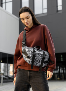 Велика жіноча поясна сумка бананка Sambag DynamicDart тканева принт 