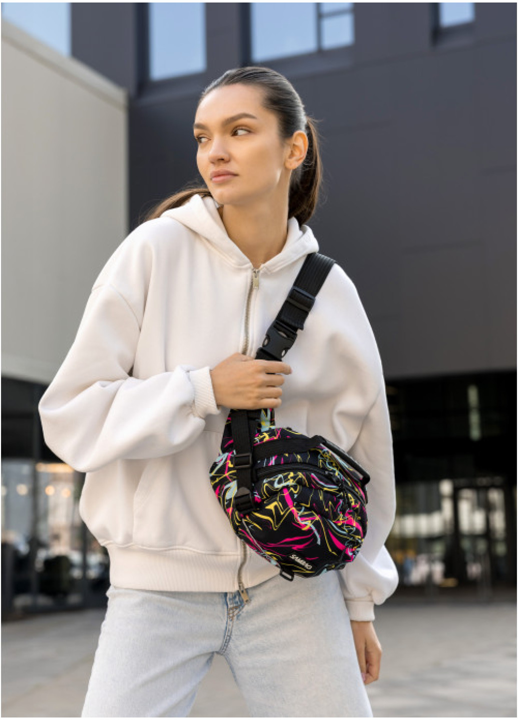 Жіноча сумка через плече бананка Sambag Flex Pro принт 