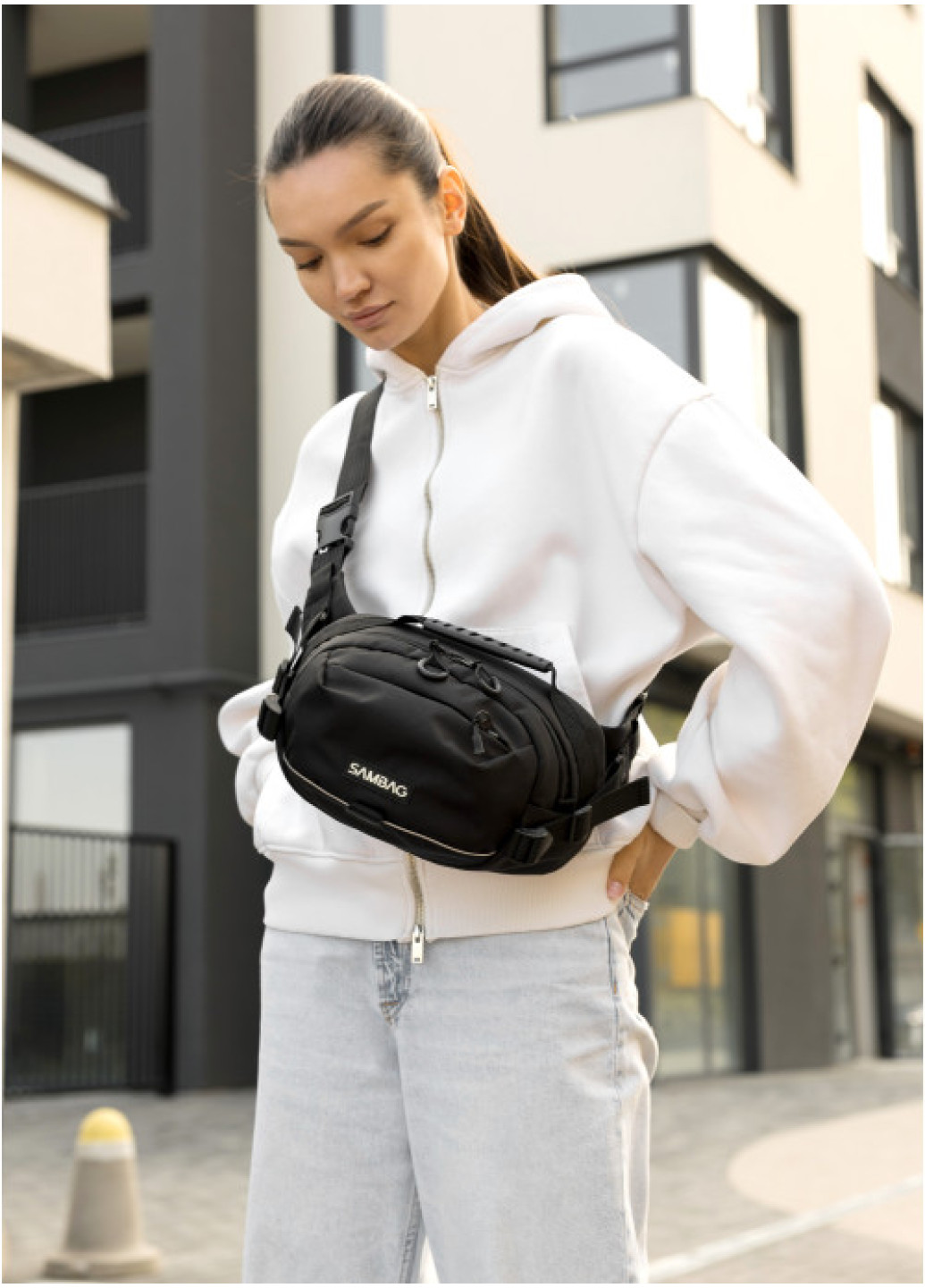 Жіноча сумка через плече бананка Sambag Flex Pro чорна