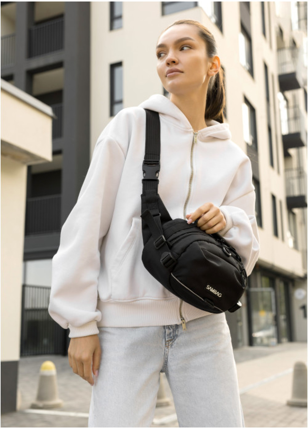 Жіноча сумка через плече бананка Sambag Flex Pro чорна