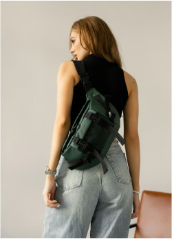 Велика жіноча поясна сумка бананка Sambag DynamicDart зелена