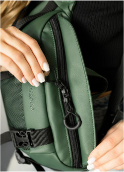 Велика жіноча поясна сумка бананка Sambag DynamicDart зелена