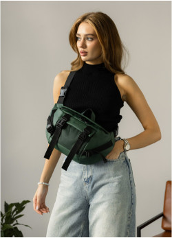 Велика жіноча поясна сумка бананка Sambag DynamicDart зелена