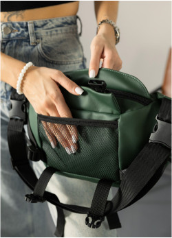 Велика жіноча поясна сумка бананка Sambag DynamicDart зелена