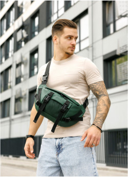 Велика чоловіча поясна сумка бананка Sambag DynamicDart зелена