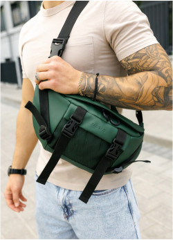 Велика чоловіча поясна сумка бананка Sambag DynamicDart зелена