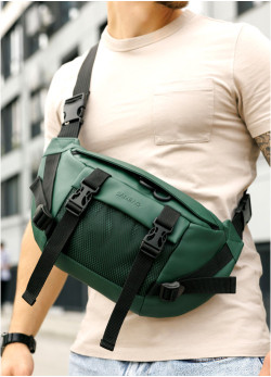 Велика чоловіча поясна сумка бананка Sambag DynamicDart зелена