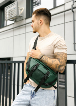 Велика чоловіча поясна сумка бананка Sambag DynamicDart зелена