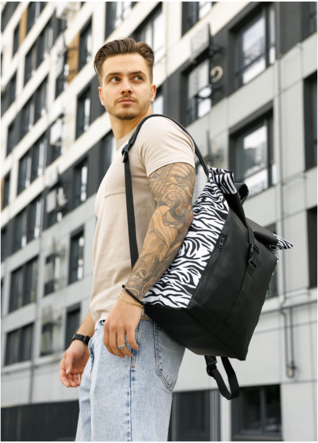 Рюкзак рол Sambag RollTop чорний принт 