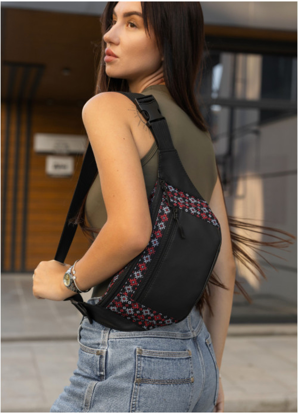 Сумка на пояс Sambag Tirso MKH чорна принт