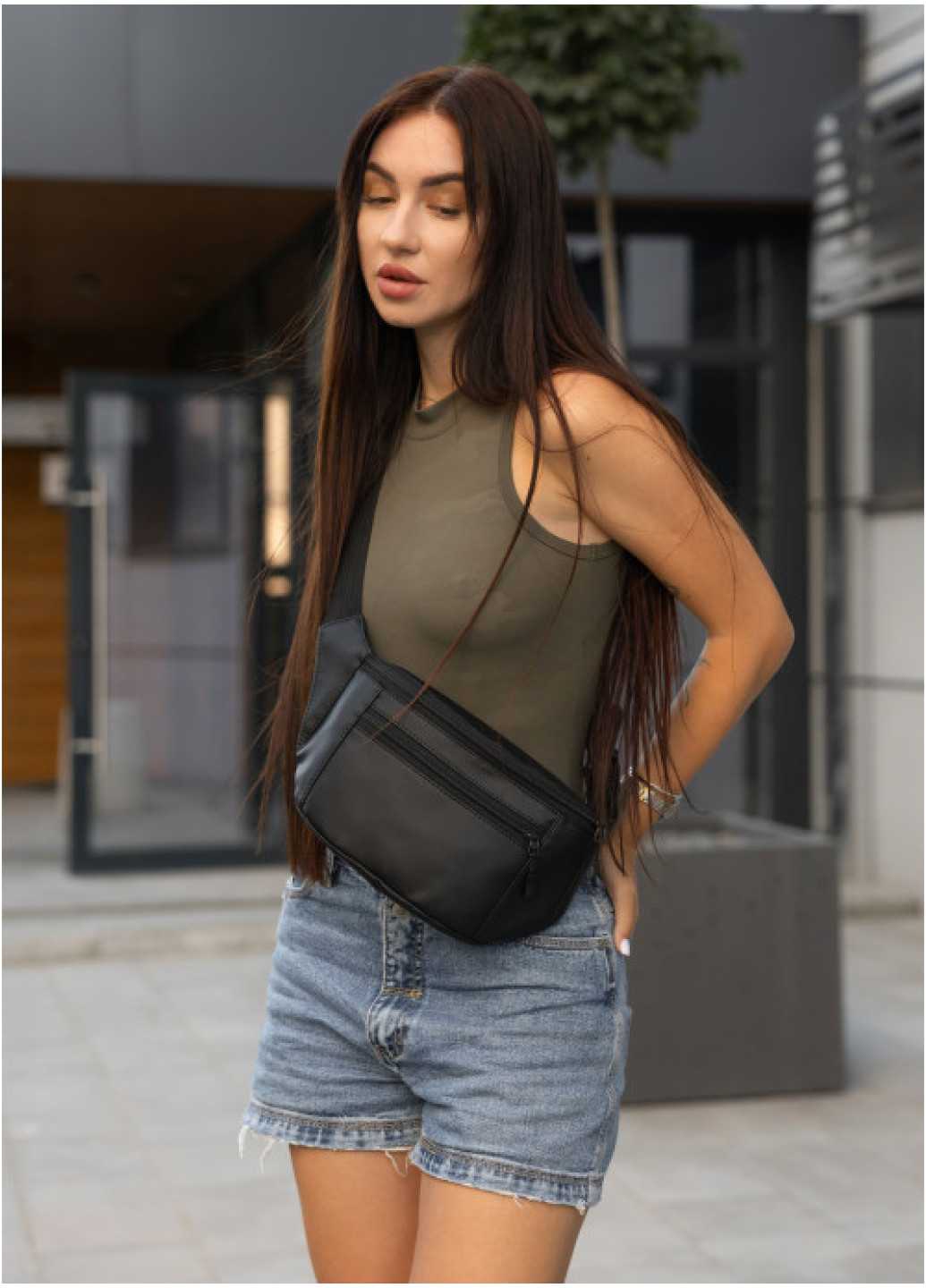 Жіноча сумка на пояс бананка Sambag Tirso  LCH чорний