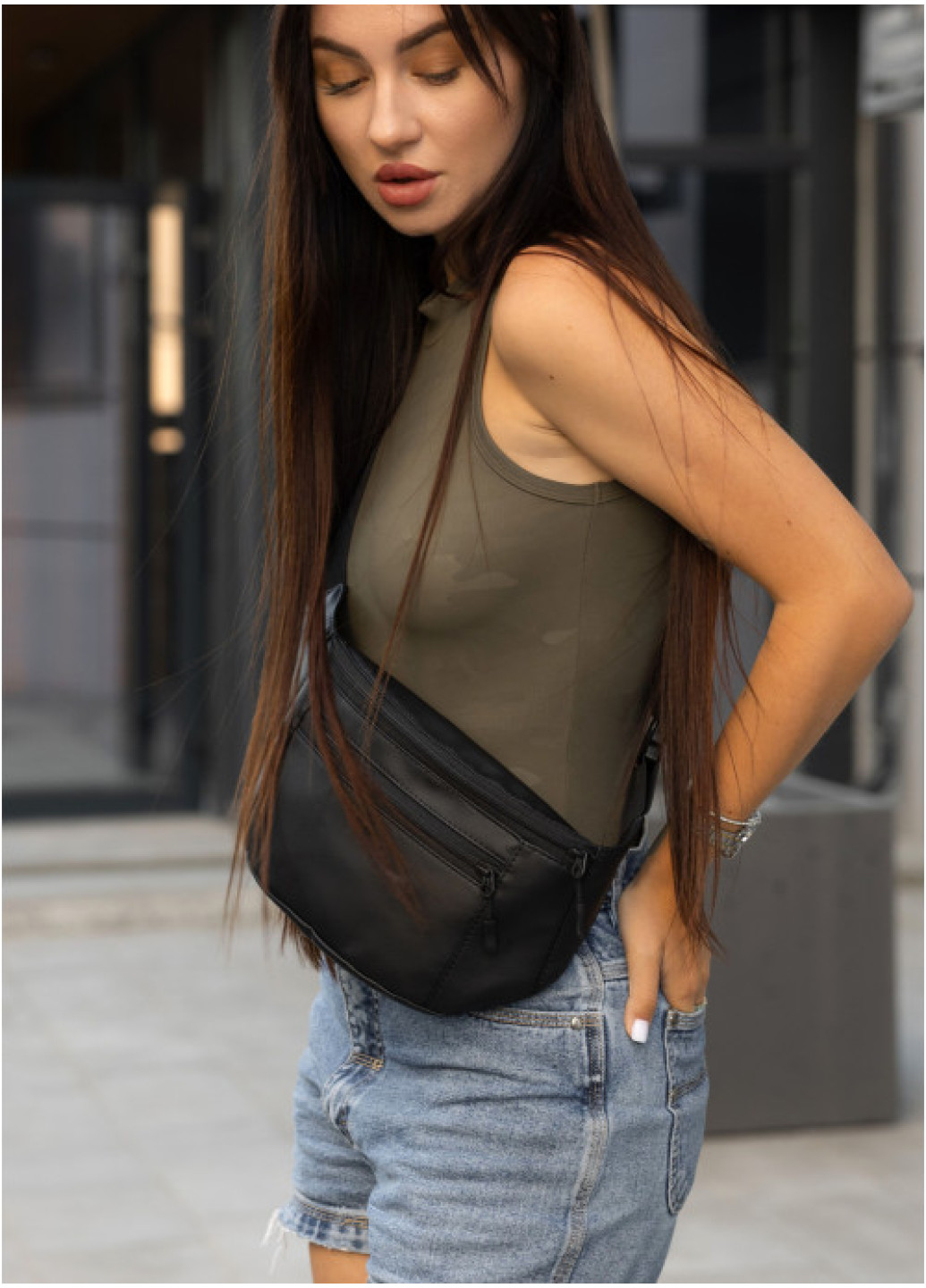 Жіноча сумка на пояс бананка Sambag Tirso  LCH чорний
