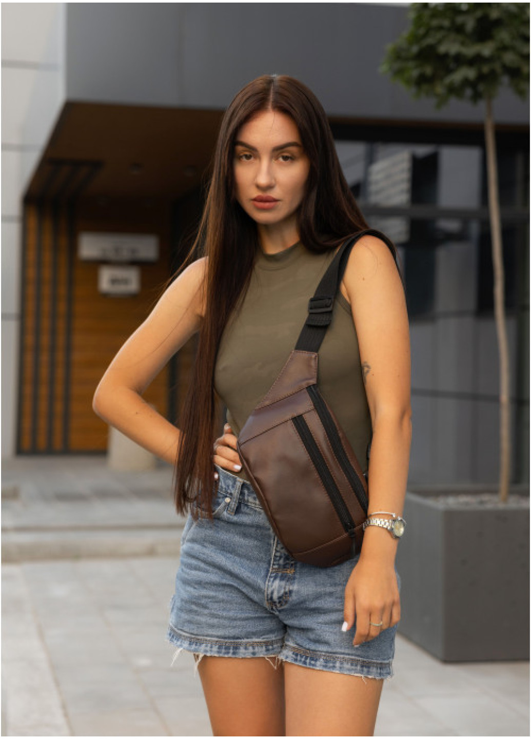 Сумка на пояс бананка Sambag Tirso  LCH шоколад