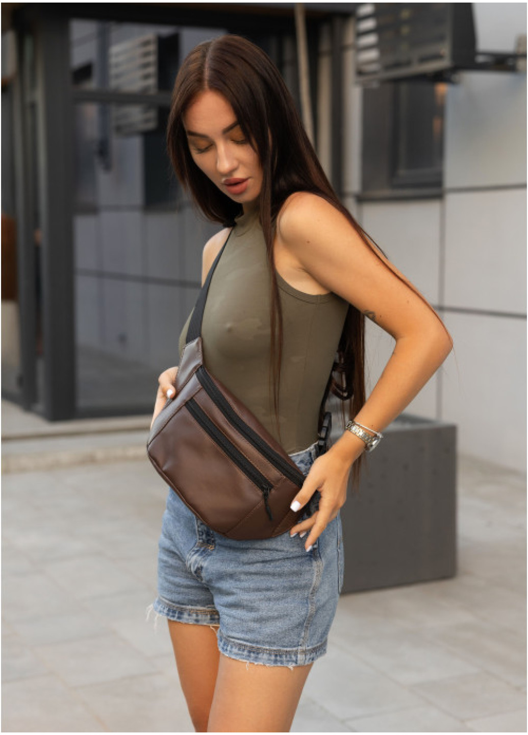 Сумка на пояс бананка Sambag Tirso  LCH шоколад