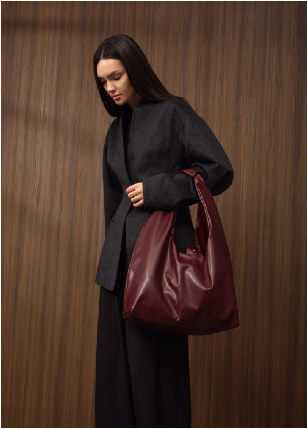 Жіноча сумка Sambag HOBO L бургунді