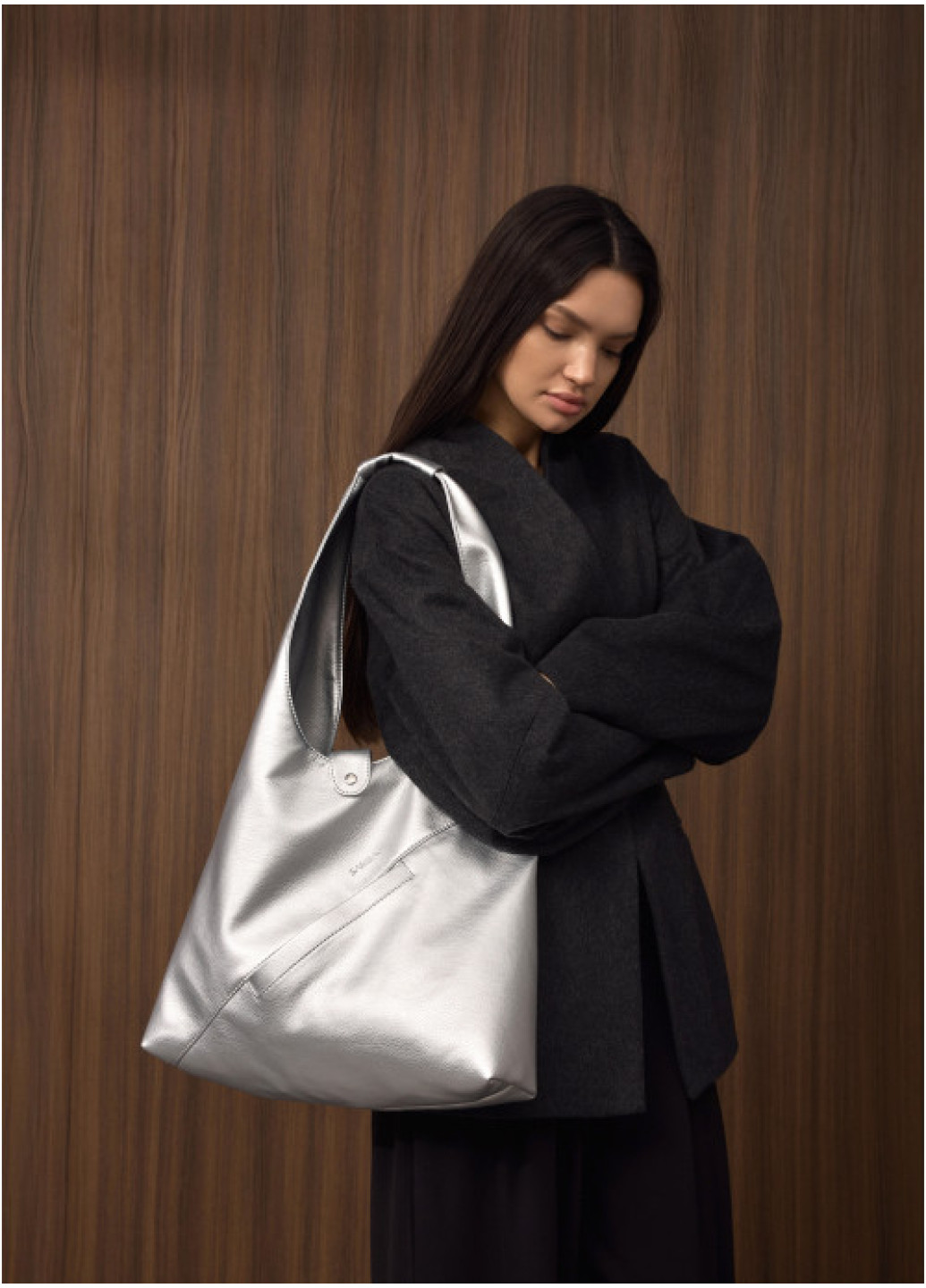 Жіноча сумка Sambag HOBO M срібло
