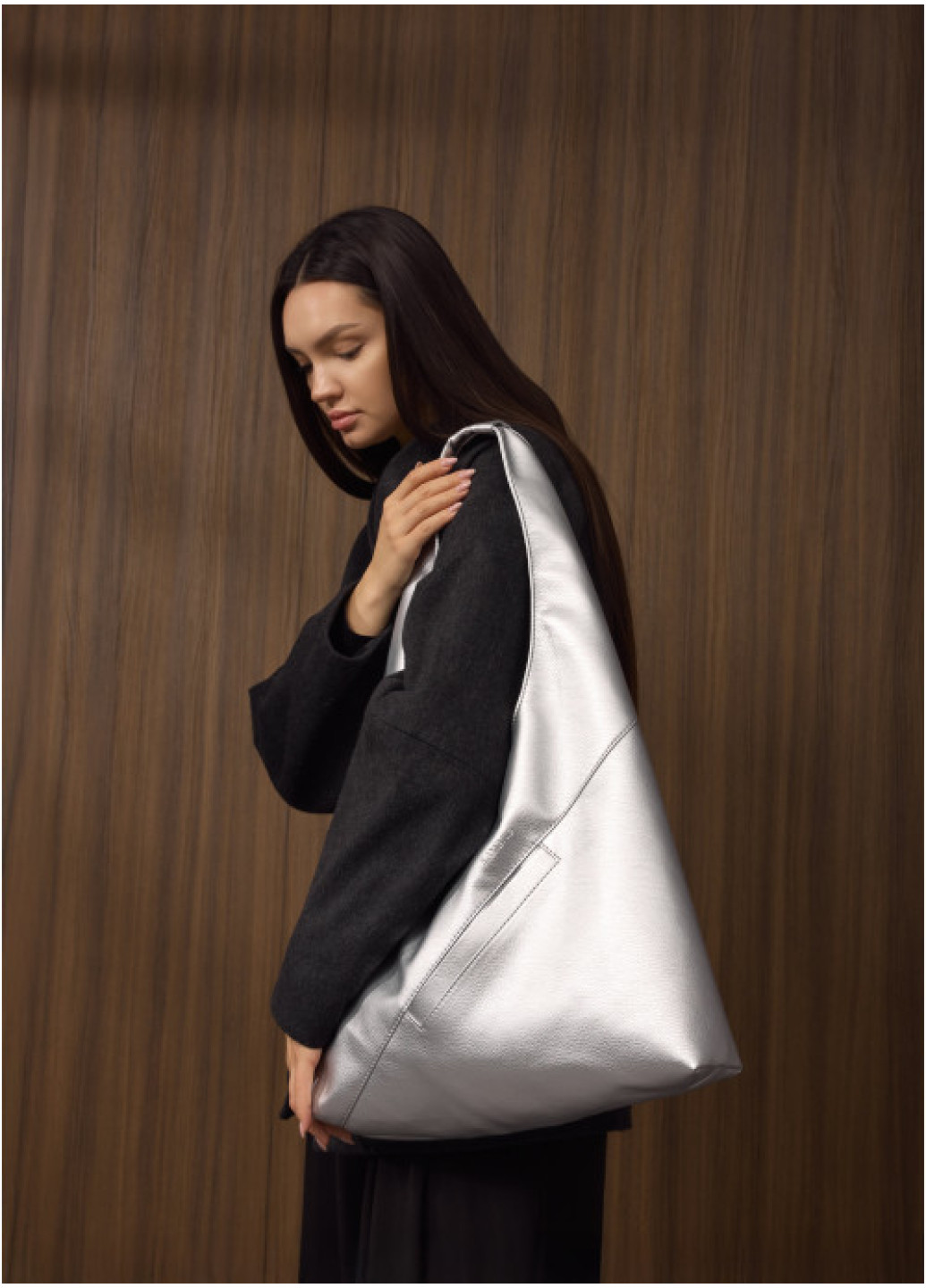Жіноча сумка Sambag HOBO M срібло