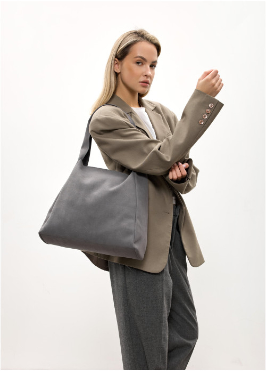 Жіноча сумка Sambag HOBO Velor сіра