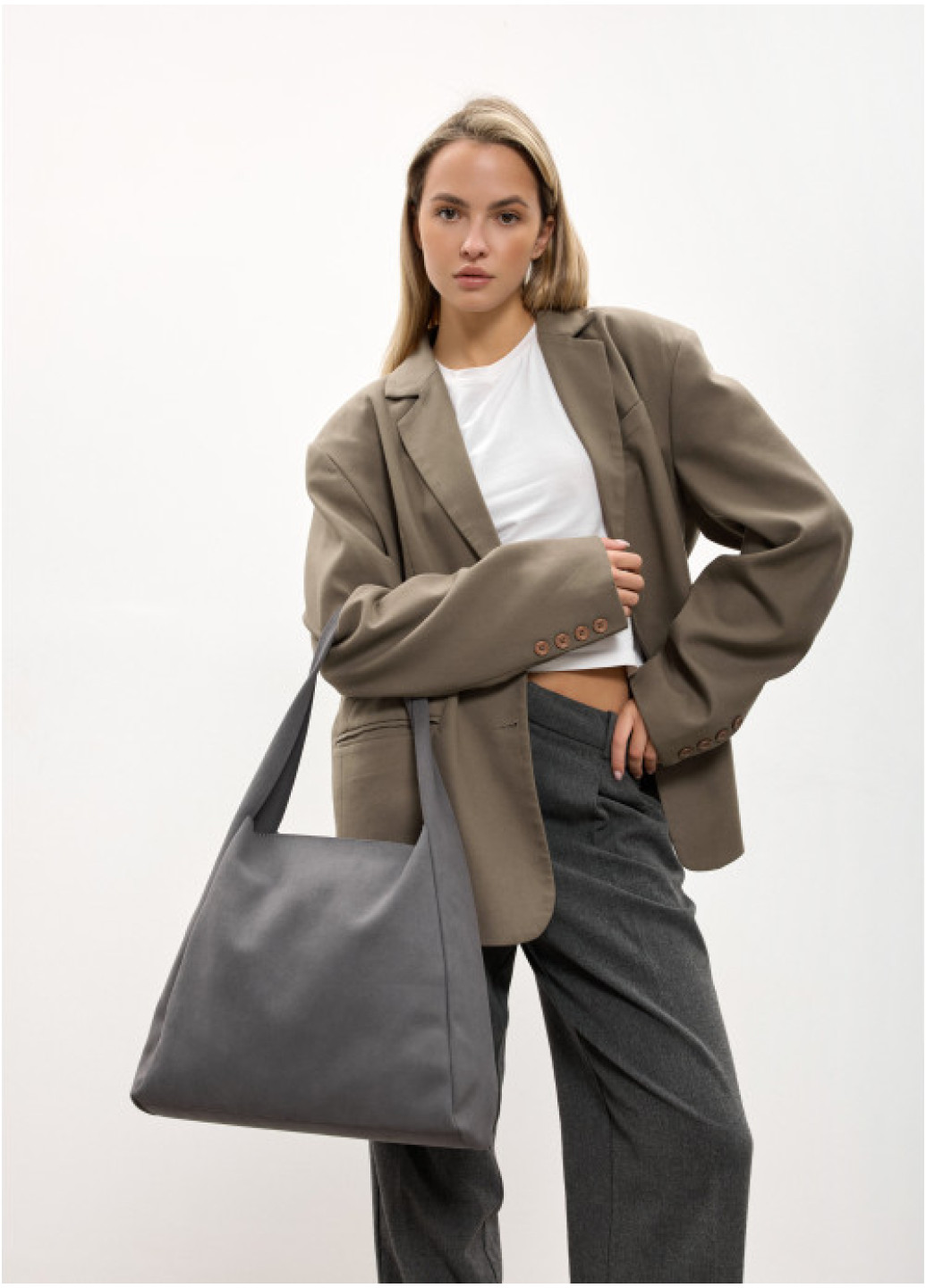 Жіноча сумка Sambag HOBO Velor сіра
