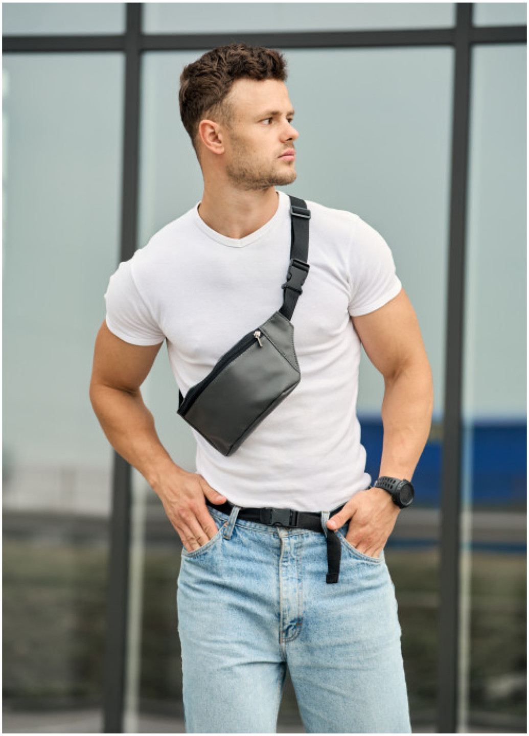 Сумка на пояс бананка Sambag Tirso MSHm графітова
