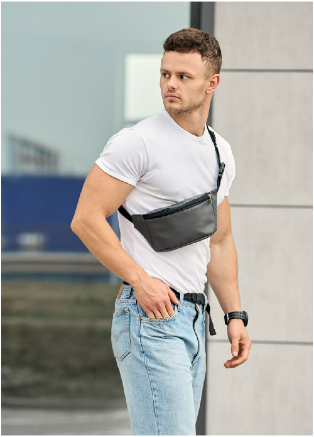 Сумка на пояс бананка Sambag Tirso MSHm графітова