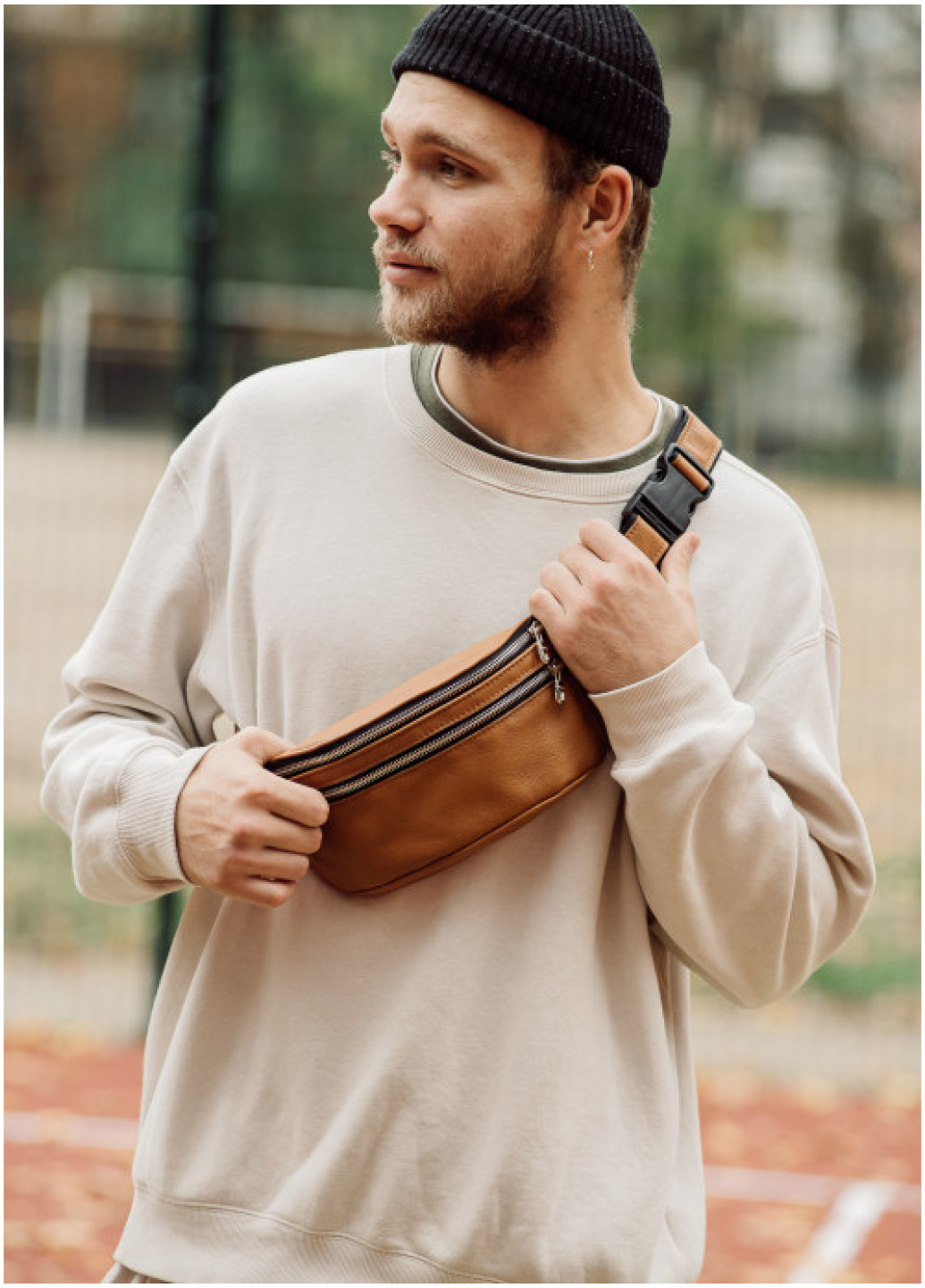Сумка на пояс бананка шкіряна Sambag Tirso BTSm Натуральна руда шкіра 