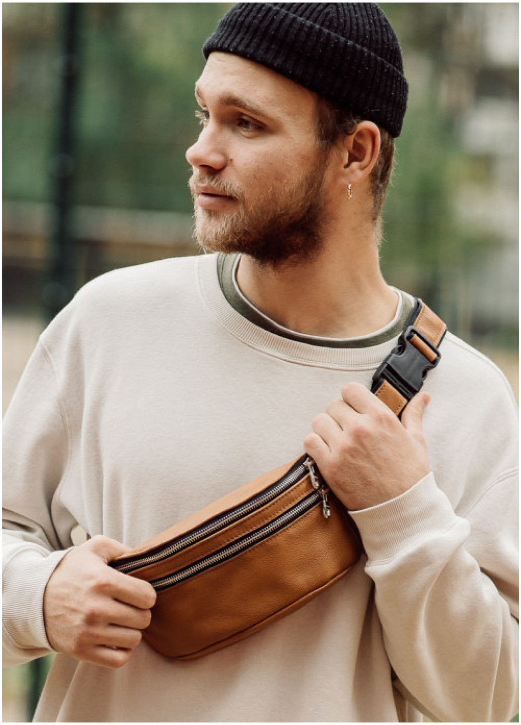 Сумка на пояс бананка шкіряна Sambag Tirso BTSm Натуральна руда шкіра 