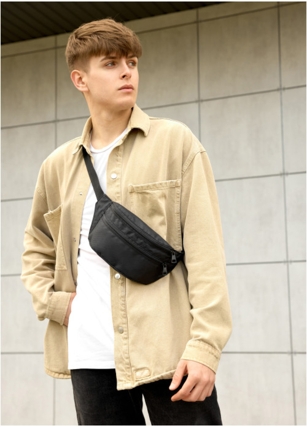 Сумка на пояс бананка Sambag Tirso  LTH чорний тканевий