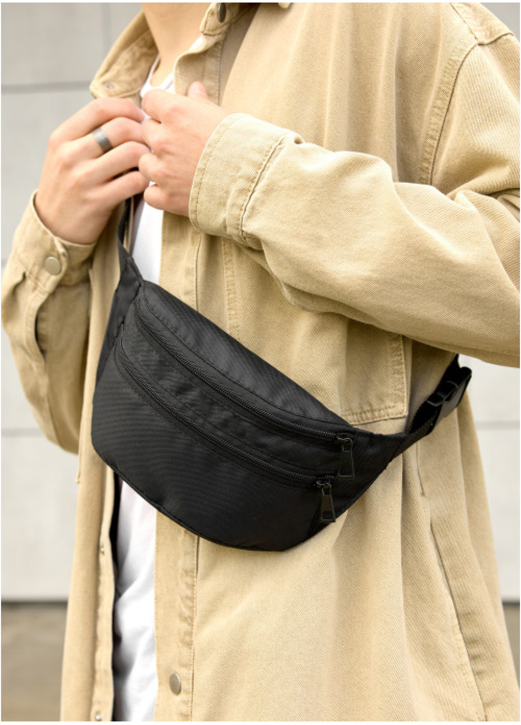 Сумка на пояс бананка Sambag Tirso  LTH чорний тканевий